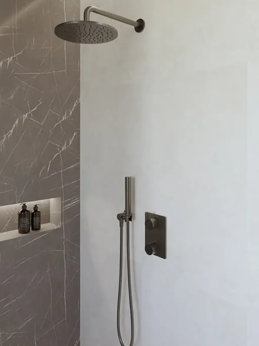Marho Valdra regendouche set inbouw met thermostaatkraan 25 cm gun metal