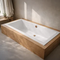 Marho Zephyra SQ inbouw duo lig bad 180 x 80 x 49 cm acryl glans wit