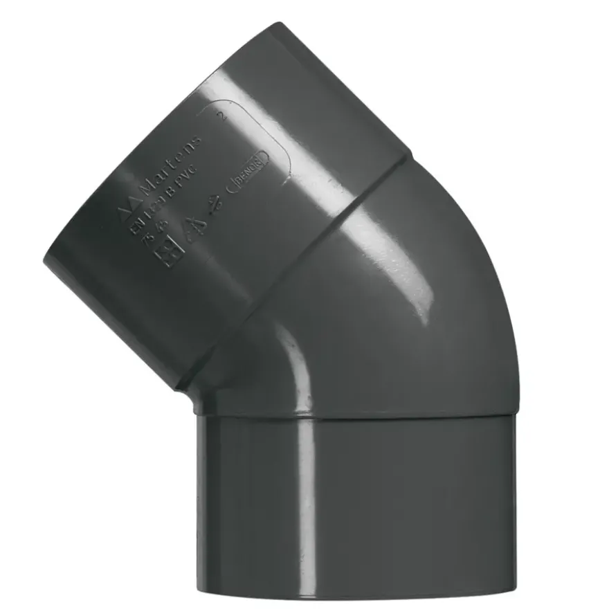 Martens bocht 45° PVC antraciet verjongd 80x80 mm