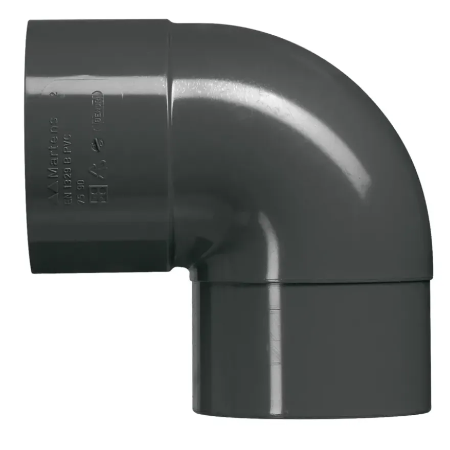 Martens bocht 90° PVC antraciet verjongd 80x80 mm