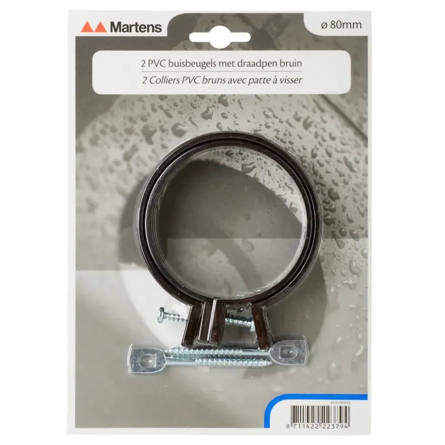 Martens ophangbeugel met pen 80 mm bruin 2 stuks