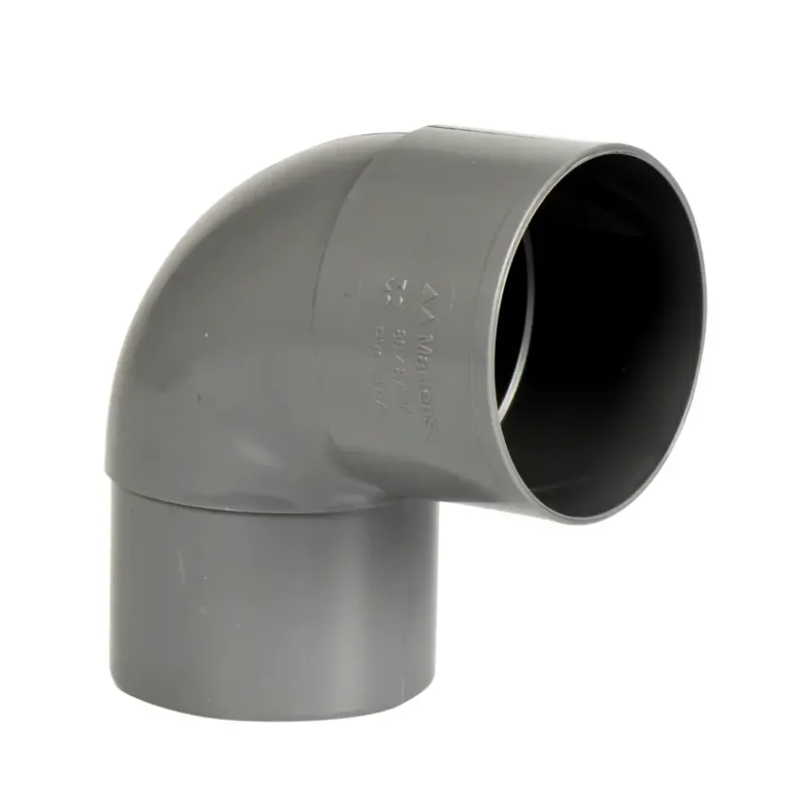 Martens PVC Bocht 90° Grijs Mof/ Verjongd 80 mm