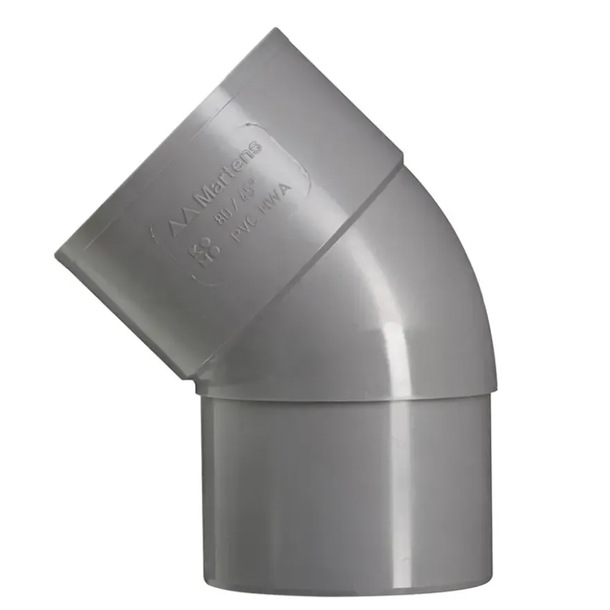 Martens PVC bocht 45° grijs mof/verjongd 70 mm