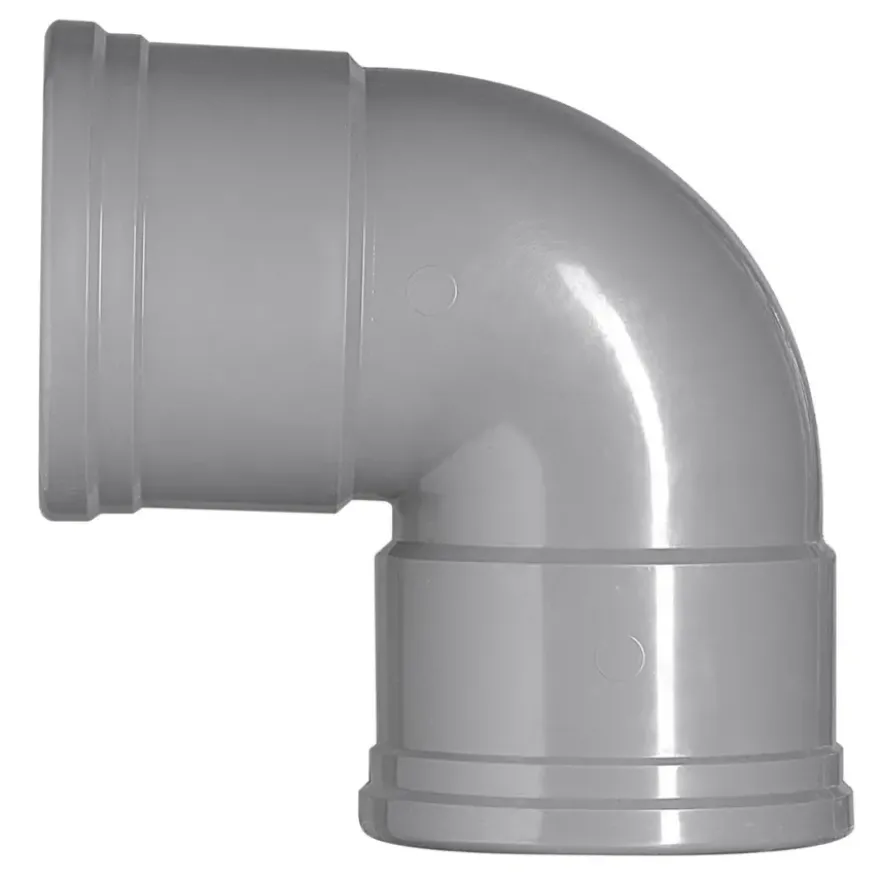 Martens PVC bocht 90° grijs 2x manchet 125 mm