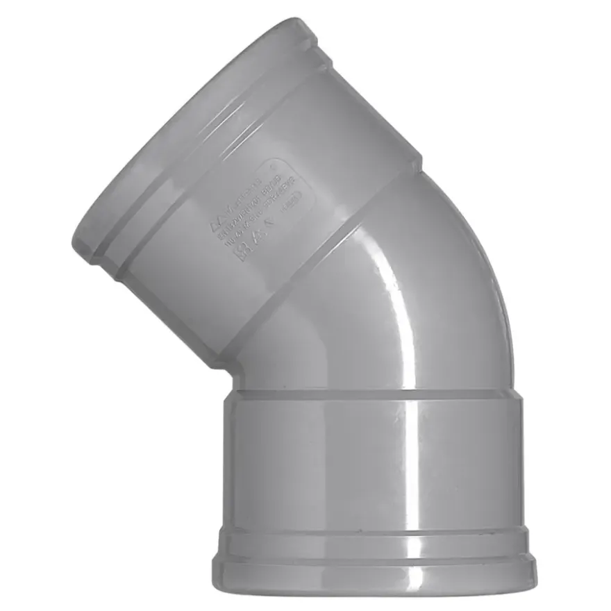Martens PVC bocht 45° grijs 2x manchet 125 mm