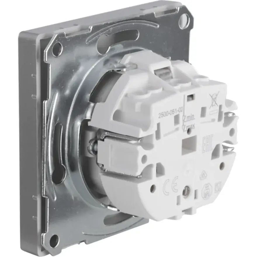 Merten D-Life Inbouw Stopcontact Enkel RA RVS
