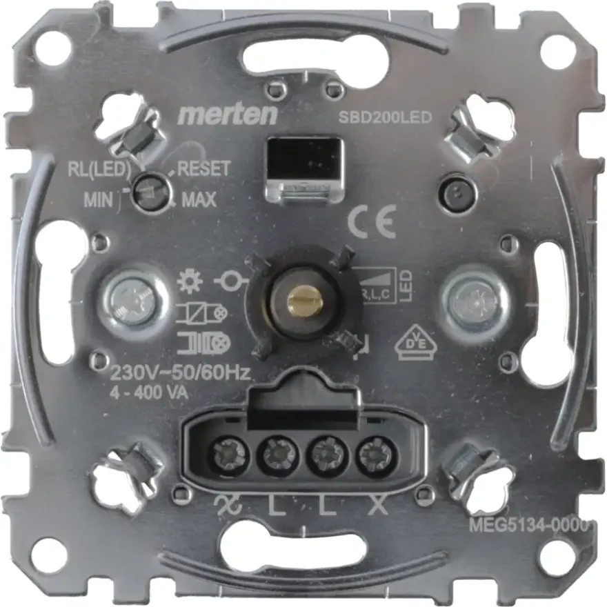 Merten inbouw dimmer led/gloei/halogeen 4-400 watt