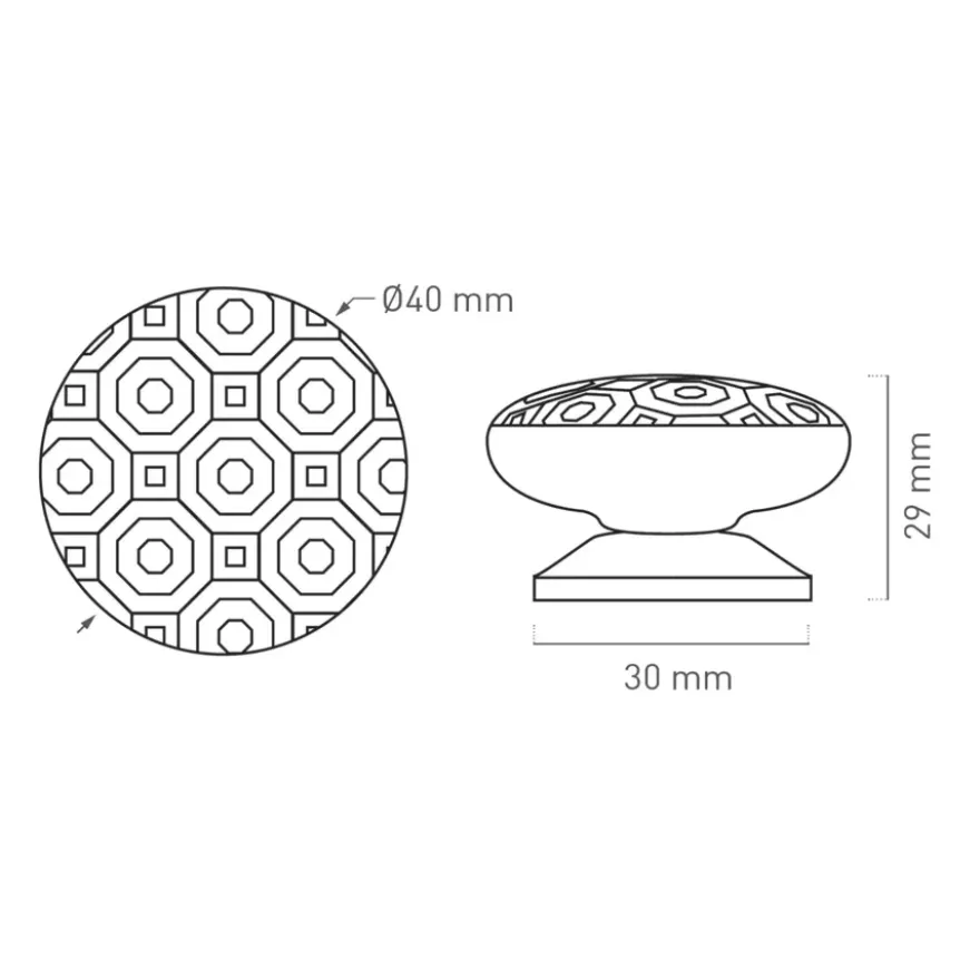 Meubelgreep knop Beyza 40MM porselein messing