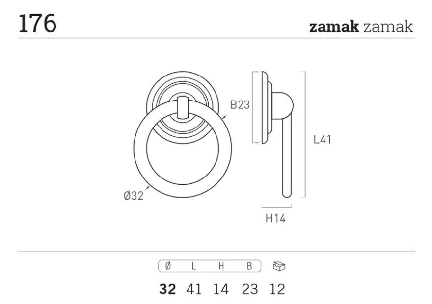 Meubelgreep ring Isa 32MM metaal zwart