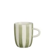Mok met oor groen gestreept - h10xd8 cm
