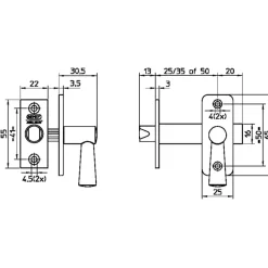 NEMEF 2600 serie insteekgrendel buitendeur aluminium Doorn 50mm