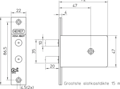 NEMEF veiligheidsbijzetslot SKG 1-ster Doorn 47mm (2 stuks gelijksluitend)