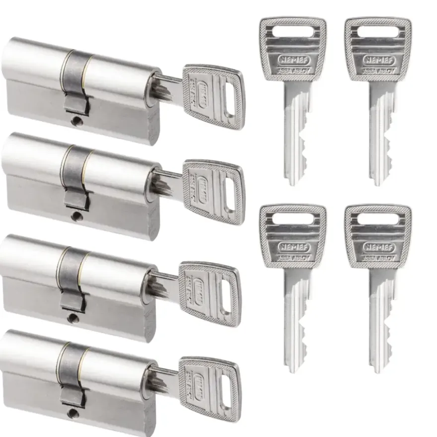 NEMEF veiligheidscilinder NF2 30/30 mm SKG 2-sterren gelijksluitend (4 stuks)