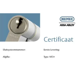 NEMEF veiligheidscilinder NF3+ 30/30 mm SKG 3-sterren gelijksluitend (4 stuks)