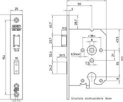 NEMEF veiligheidsslot SKG 2-sterren buitendeur Doorn 50mm PC 55mm