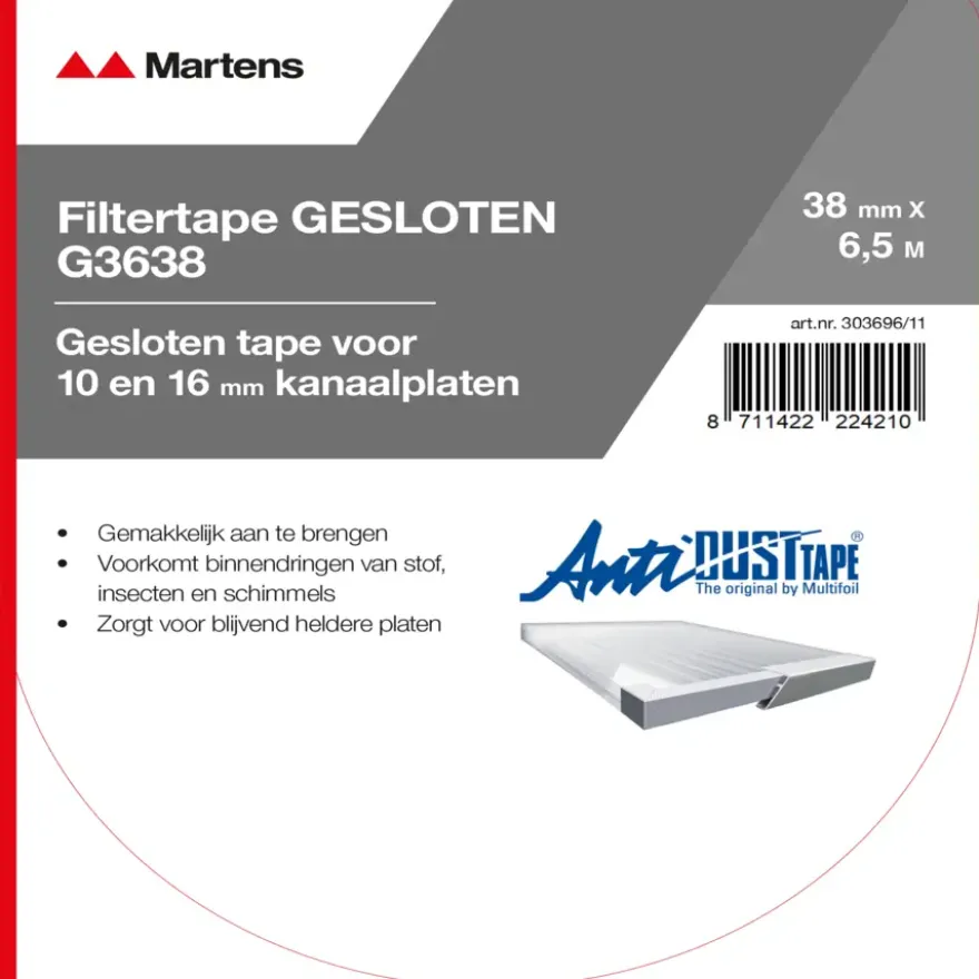 Non-filtertape t.b.v. polycarbonaat 38 mm 650 cm