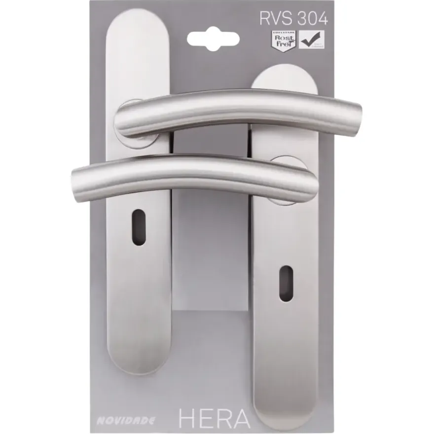 Novidade deurkrukset Hera ovaal schild met sleutelgat 56 mm RVS
