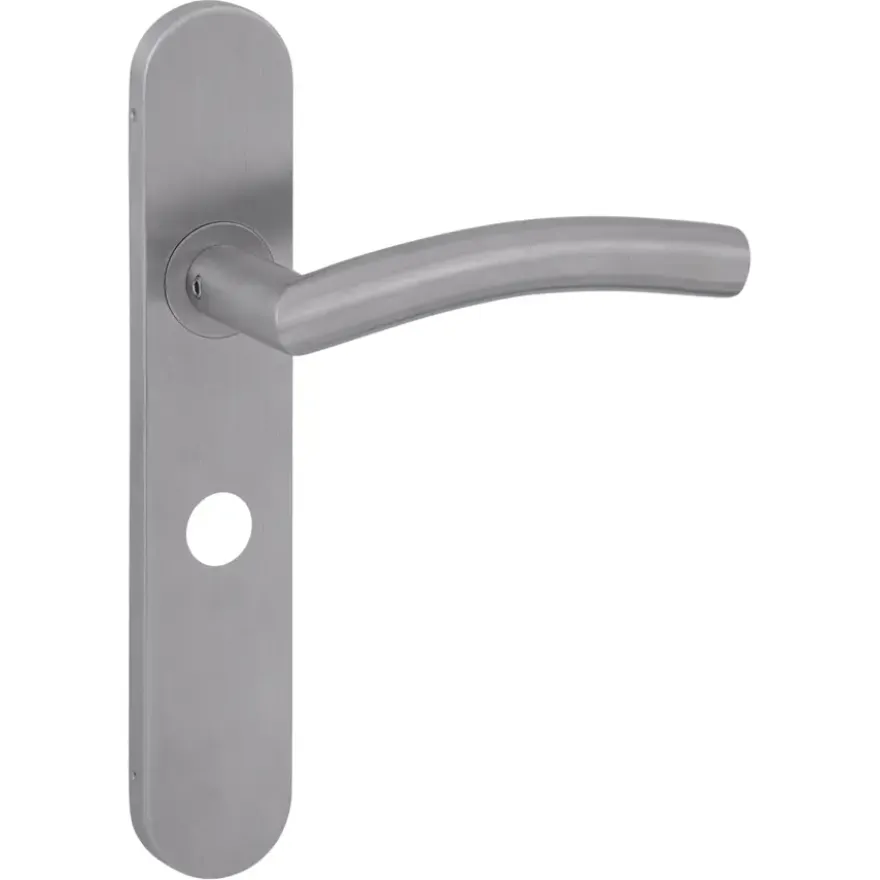 Novidade deurkrukset Hera ovaal schild met vrij-bezet sluiting 63/8 mm RVS