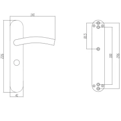 Novidade deurkrukset Hera ovaal schild met vrij-bezet sluiting 63/8 mm RVS