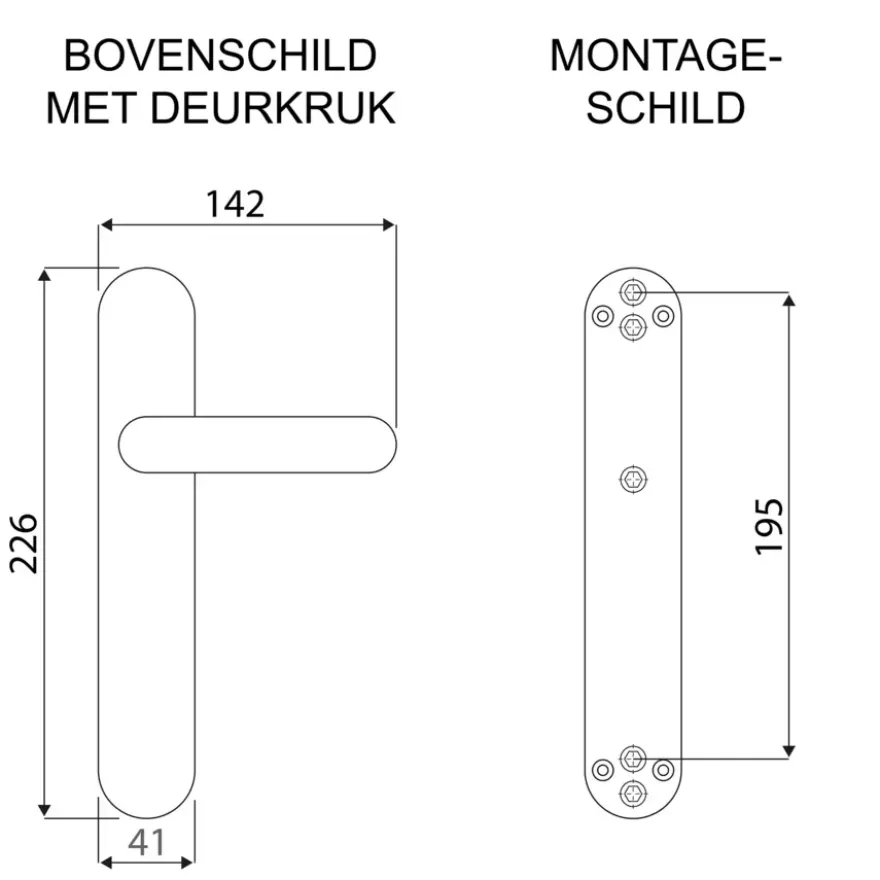 Novidade deurkrukset Parijs ovaal blind schild zwart RVS
