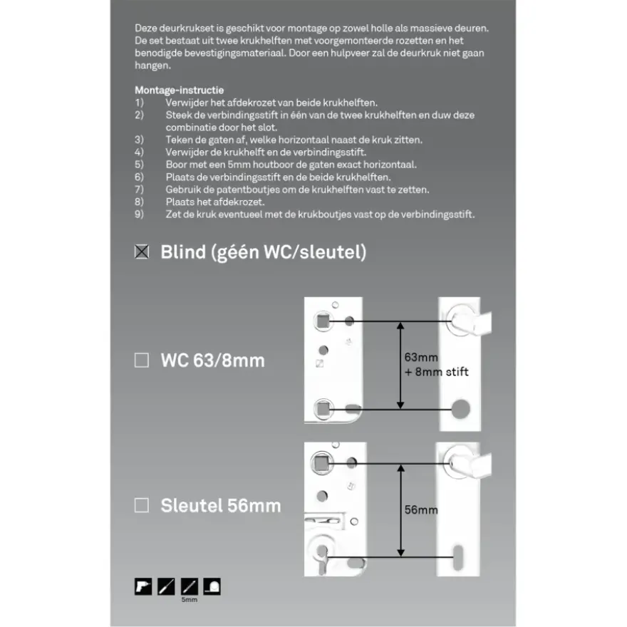 Novidade deurkrukset Parijs ovaal blind schild zwart RVS