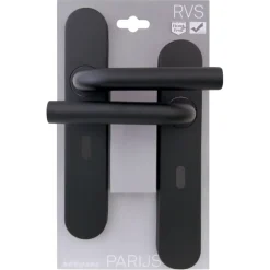 Novidade deurkrukset Parijs ovaal schild met sleutelgat 56 mm zwart RVS