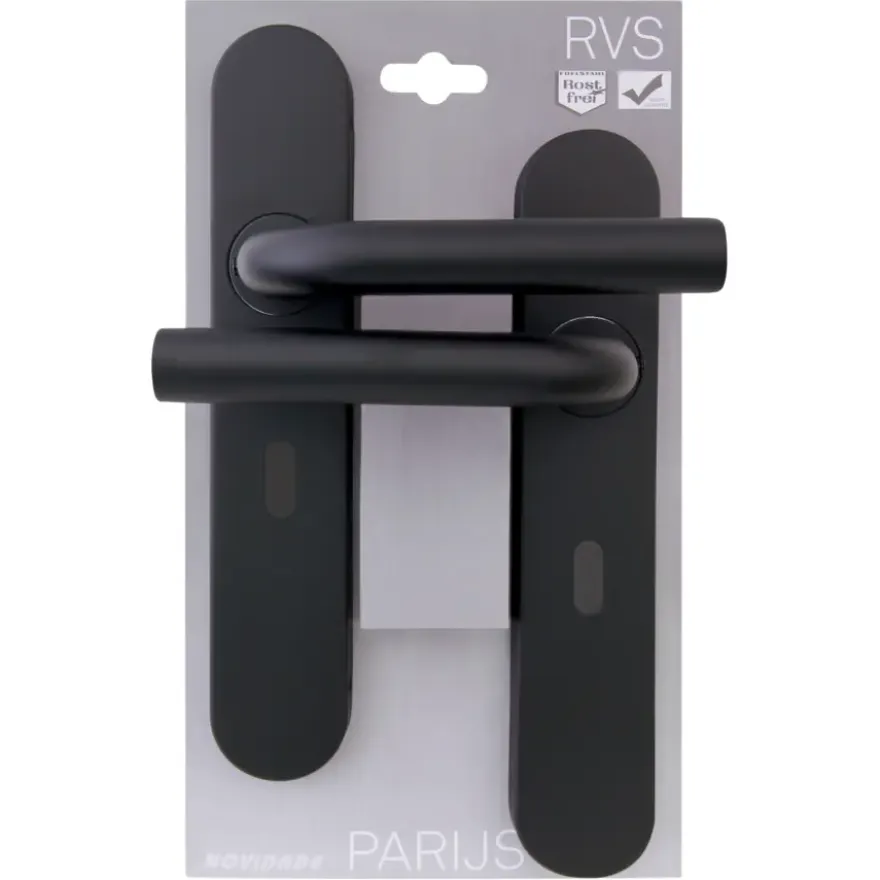 Novidade deurkrukset Parijs ovaal schild met sleutelgat 56 mm zwart RVS