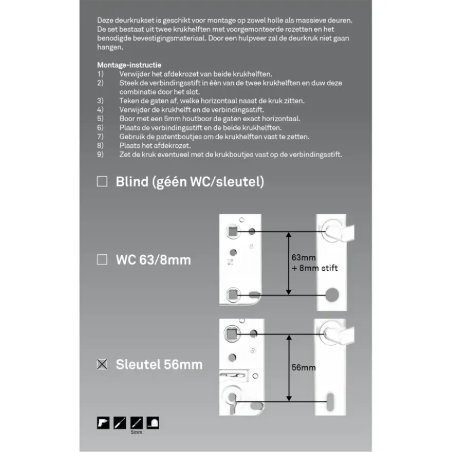 Novidade deurkrukset Parijs ovaal schild met sleutelgat 56 mm zwart RVS
