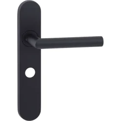 Novidade deurkrukset Porto ovaal schild met vrij-bezet sluiting 63/8 mm zwart RVS