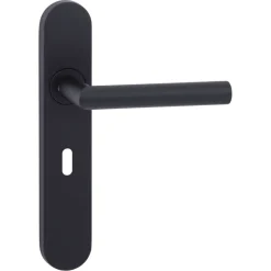 Novidade deurkrukset Porto ovaal schild met sleutelgat 56 mm zwart RVS