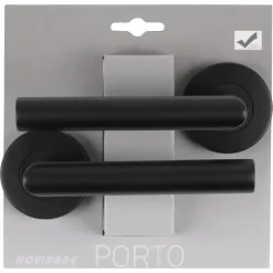 Novidade deurkrukset Porto rond rozet zwart RVS