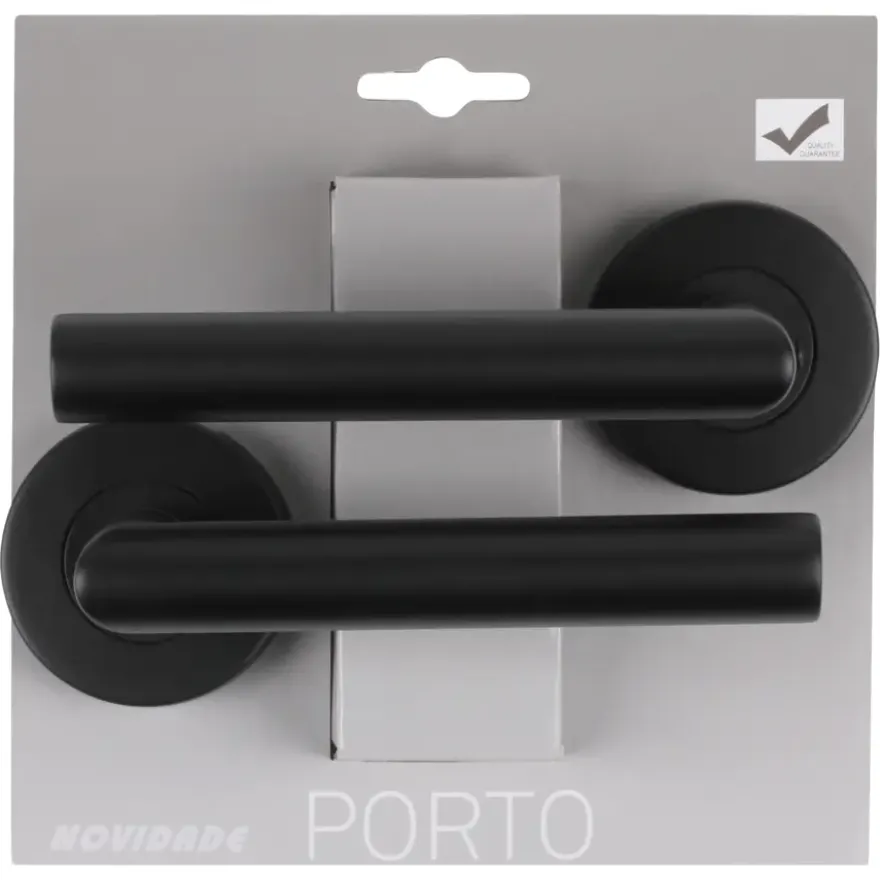 Novidade deurkrukset Porto rond rozet zwart RVS