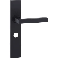 Novidade deurkrukset Wenen recht schild met vrij-bezet sluiting 63/8 mm zwart RVS