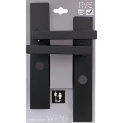 Novidade deurkrukset Wenen recht schild met vrij-bezet sluiting 63/8 mm zwart RVS