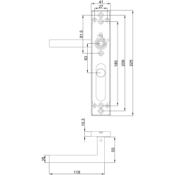 Novidade deurkrukset Wenen recht schild met vrij-bezet sluiting 63/8 mm zwart RVS