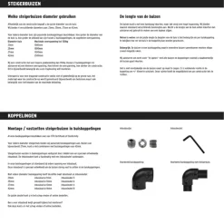Novidade steigerbuis vierkant zwart lengte 250 mm ø 25 mm