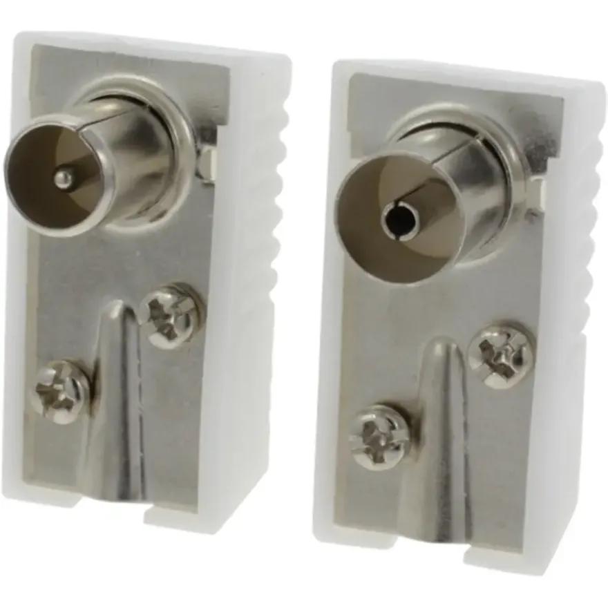 OK Coax stekkerset male/female wit