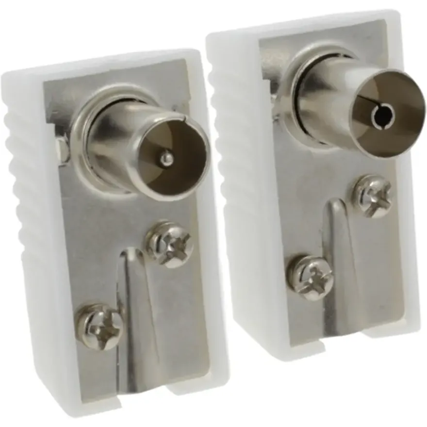 OK Coax stekkerset male/female wit