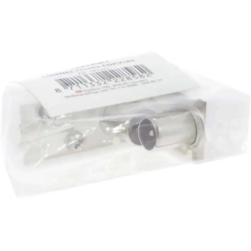 OK Coax stekkerset male/female wit