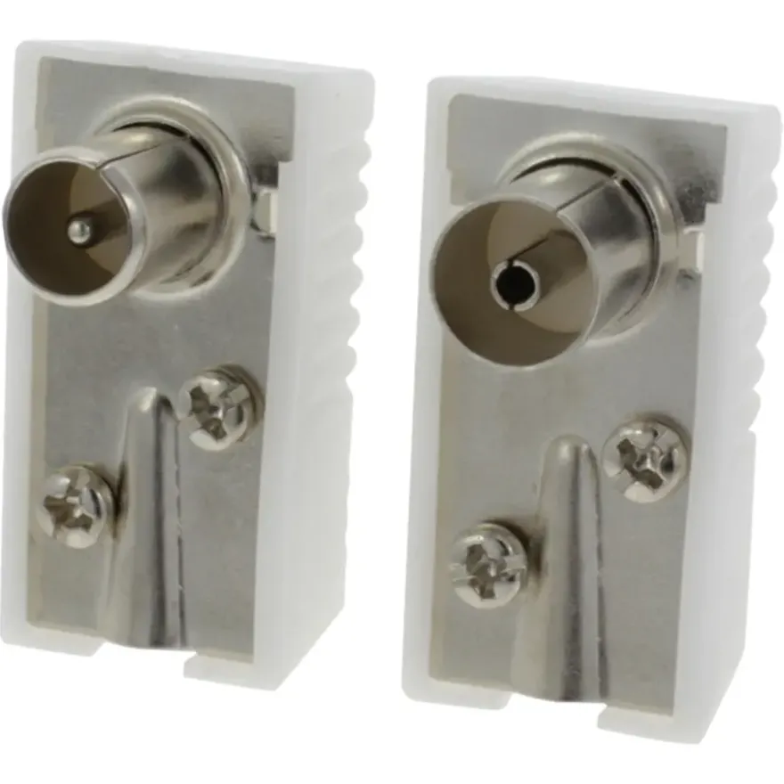 OK Coax stekkerset male/female wit