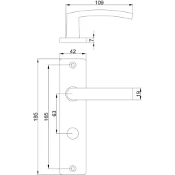 OK deurkruk set Blok recht schild vrij-bezet sluiting 63/8 mm zwart aluminium