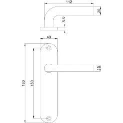Ok deurkrukset Ovaal kortschild blindschild aluminium zwart