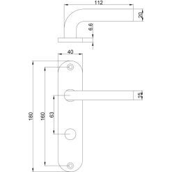 Ok deurkrukset Ovaal kortschild WC 63/8mm aluminium zwart