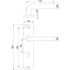 Ok deurkrukset Ovaal kortschild sleutelgat 56mm aluminium zwart