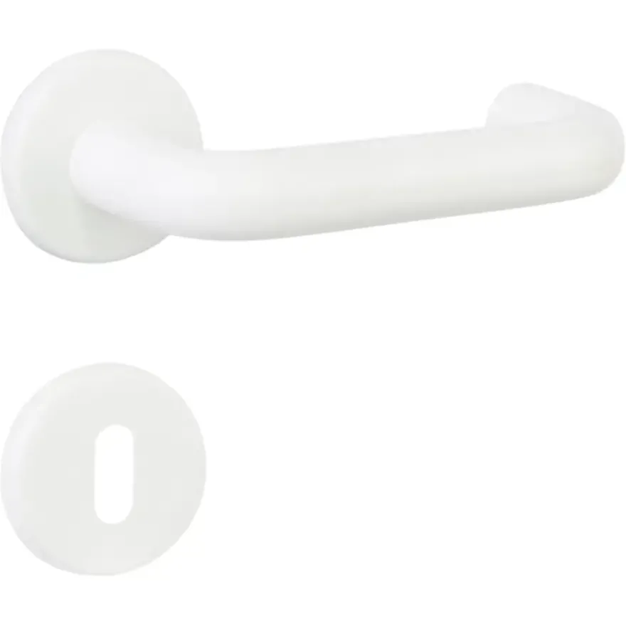 OK deurkruk set rond rozet wit plastic