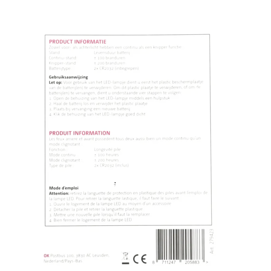 OK fietsverlichtingset easy fix