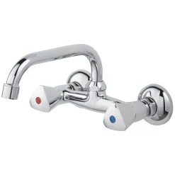 OK Keukenkraan 2-knops Bovenuitloop Chroom 15 cm