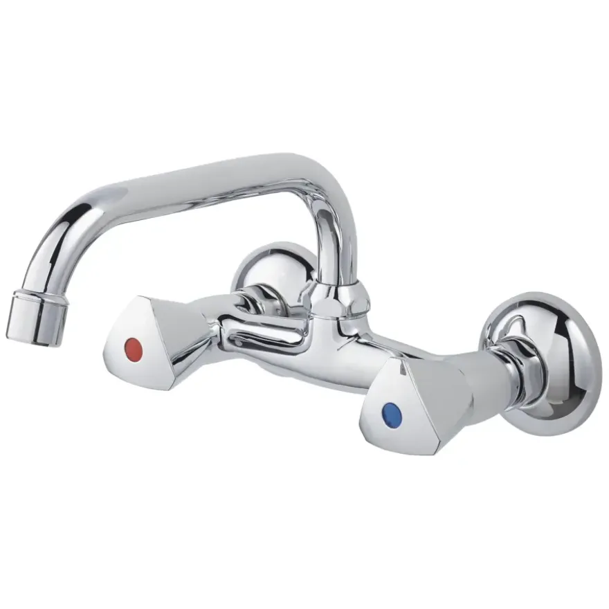 OK Keukenkraan 2-knops Bovenuitloop Chroom 15 cm