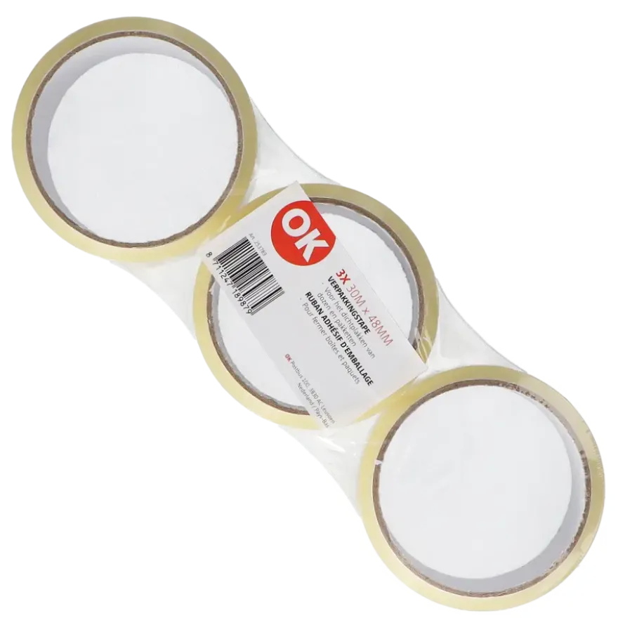 OK set met 3 verpakkingstapes 30 m x 48 mm