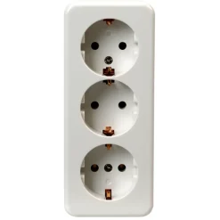 OK 3-voudig geaard stopcontact opbouw wit